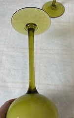 4 Mid Century 9” Tall Green Wine Glasses