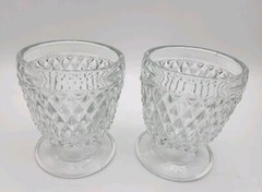 Vintage Anchor Hocking Juice Glasses Quilted Diamond Point Clear 3.5″ Tall