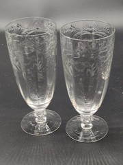 Up to 8 Tiffin 15074-6 Iced tea glasses Cut Floral Bowl And Foot Beautiful!