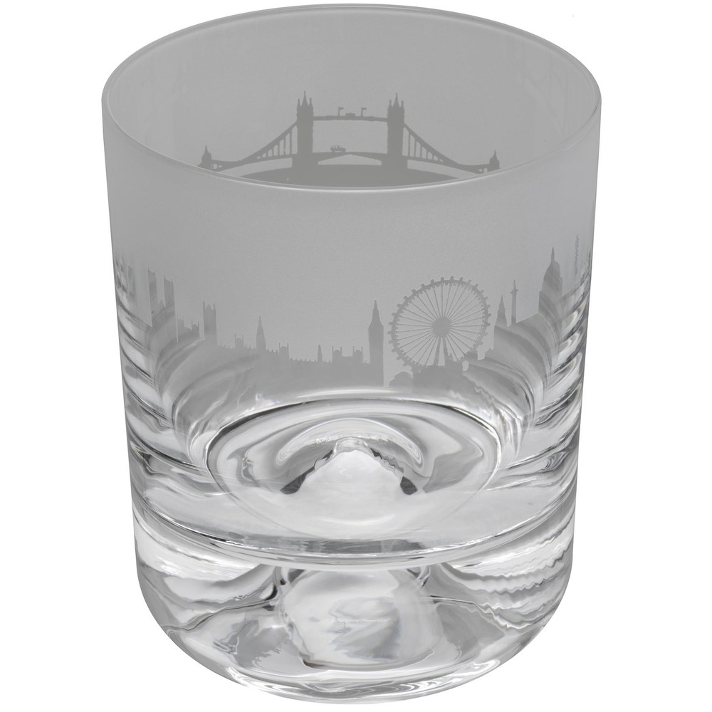 Whiskey Glass Decorated London Cityscape Sandblast Drinking Tumbler Gift Animo