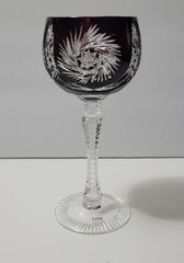 Vintage German Ruby Cut-to-Clear Lead Crystal Wine Hock Glass 7⅝» – single piece