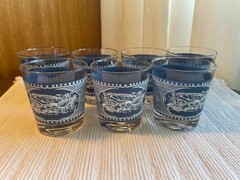 Vintage Currier & Ives Blue and White Old Fashion Rock Tumblers 6 oz – 7 total