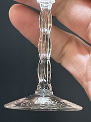 4 Etched Cordial Stemware Wavy Stem Optic Vintage 4 in Tall Footed Gift