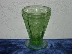 Cherry Blossom Footed Juice Tumbler with Plain Foot Green