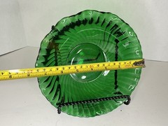 ~Vintage Anchor Hocking Forest Green Swirl Bowl~Hard to Find~7-3/8″