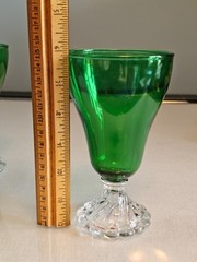 4 Vintage Anchor Hocking Forest Green Burple Boopie Bubble Water Goblet 6″