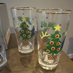 VTG Mikasa CHRISTMAS GLOW Set Of 4 15 oz Glass Tumbler 🎄 Tree • Reindeer In Box