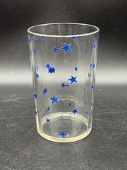 Vintage Hazel Atlas Kraft Swanky Swig Blue Stars 5 oz Juice Glass