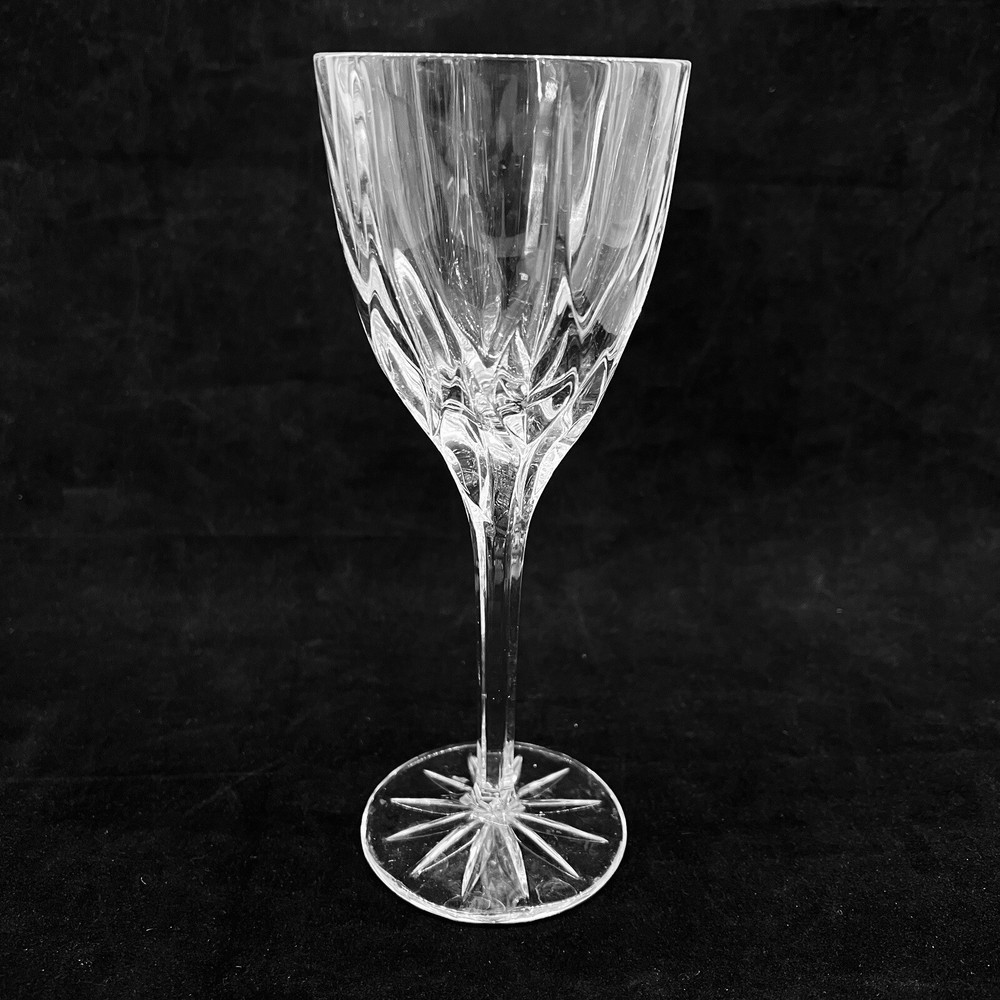 Mikasa Crystal Apollo Wine Glass Clear Cut Multi Sided Stem 7 5/8