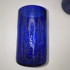 Magic Sands Blown Glass Cobalt Crackle Glass Tumblers Set Of 4 Vintage 1988