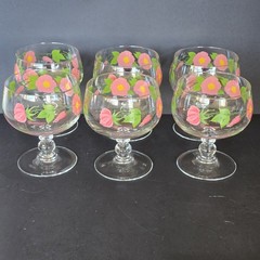 6 Franciscan Desert Rose Stemmed Custard Dessert Brandy Margarita Glasses