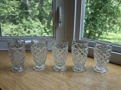 5 Anchor Hocking Waterford Waffle Tumbler/ Drink glasses Vintage Depression