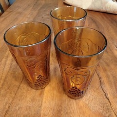 Set of 3 Vintage Indiana Glass Harvest Grape Marigold Carnival Glasses