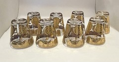 Vintage Glasses Culver LTD Florentine Gold 22K Low Ball Signed Set of 8