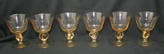 6 Vintage Swedish Hand Made Crystal Gulli Gold Ingrid Skruf Cocktail / Sherbet