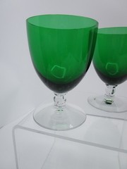 FOSTORIA GLASS Set of (4) #6012 Westchester Empire Green Oyster Seafood Cocktail