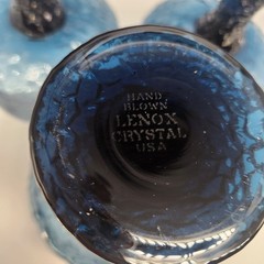 Set of 6 Vtg LENOX Impromptu Smoky Blue Crystal Glasses Sherbet Shrimp Cocktail