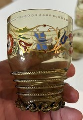 6 Moser Theresienthal Bohemian Art Glass Enameled Tumblers with Applied Snake