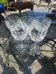 Gorham Rosewood Crystal Water Wine Glasses Contemporary Set Of 5