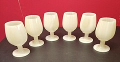 Set of 6 Vintage Off White Marble Wine/Water Goblets 4-7/8″ H