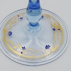 Antique Venetian Salviati Blue Enamel Mythology Wine Glass Hand Painted