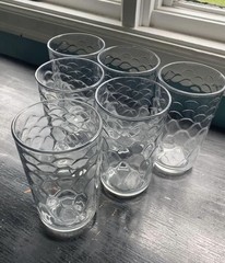 vintage drinkware set 6 libbey highball iced tea glasses optic dot fish scales
