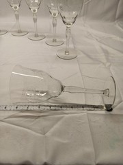 Set Of 10 Clear Glass Stemmed Wine Goblet, Etched Floral Leaf Pattern