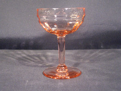 Champagne Tall Sherbet Glasses Pink Optic Bowl Unknown Manufacturer Set of 5