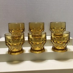 Set of 6 Vintage Anchor Hocking Amber 4oz Bar Tumbler Glasses