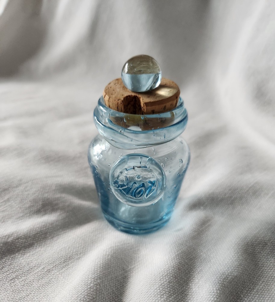 Vintage Biot Blue Glass Bubble Small Apothecary Jar