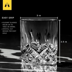 Crystal Cut Old Fashioned Whiskey Glasses, Set of 2 with Weighted Base, Premi…