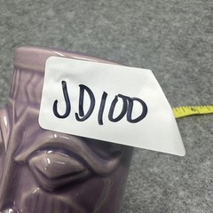 Vintage 2001 Accoutrements Tiki Mug Purple Ceramic 6.5in Barware Polynesian