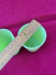 2 Vintage McKee Jadeite Uranium Glass Green Tumblers Straight Side Glows 3.75″