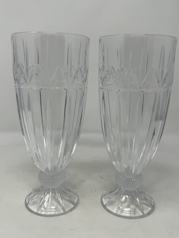 2 SHANNON CRYSTAL GLASSES SLOVAKIA ELOQUENT 8”TALL Designs Of Ireland 24%L HTF