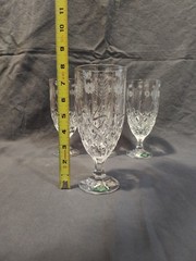4 Godinger Shannon Stephanie Crystal Ice Tea Glasses Etched Wheat Flower 14oz