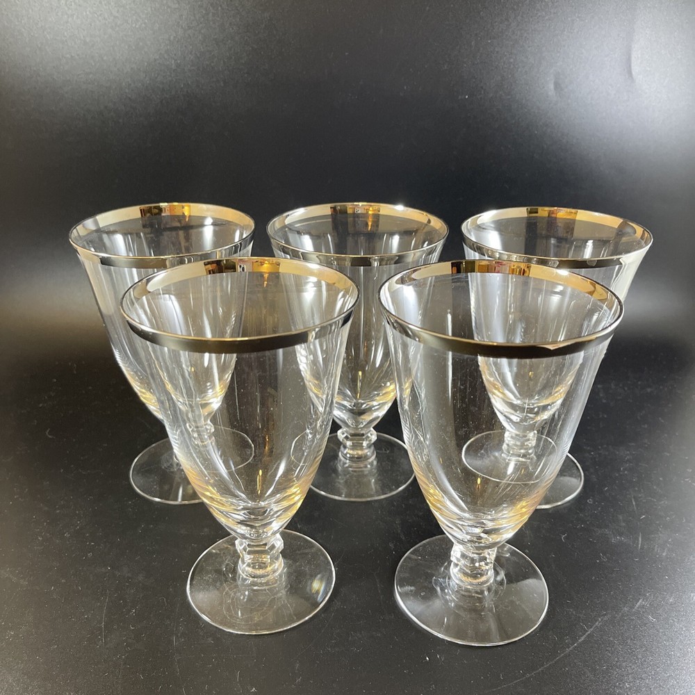 Set Of 5 Tiffin Franciscan Brookmar Ice Tea Platinum Trim Vintage