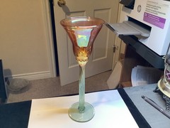 Rick Strini Artist Signed Hand Blown Art Glass Wine Goblet