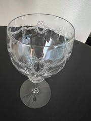 Vintage Central Glass Works Etch 14 Optic Water Goblets Wine Glasses Set Of 4