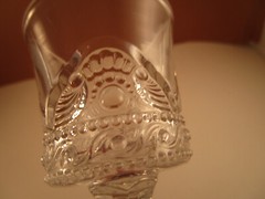Antique EAPG Clear US Glass Jewel Lacy Medallion Wine Goblet