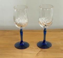 Vintage Lenox «Swag Drape» Cobalt Blue Stem Wine Glasses – Pair of 2
