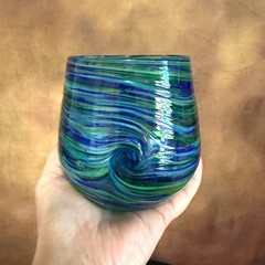 Hand Blown Art Glass Wine Tumbler Studio Glass – Starry Night Blue