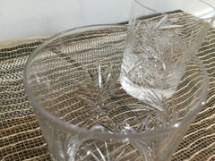 Vintage Crystal Hand Cut Pinwheel Fan 2 Whiskey Rocks Glasses 3.5″hX2.5»w