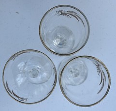 3 Gold Wheat Pattern Stemware Glasses Wine Cocktail Champagne Vintage