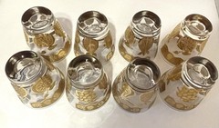 Vintage Glasses Culver LTD Florentine Gold 22K Low Ball Signed Set of 8