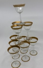 13 Vintage Tiffin Franciscan Minton Cordials/Liquor Gold Rim 4” Glasses