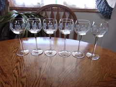 Etched Wine Floral Blown 6 Oz Smooth Stem – Set of 6 Glasses