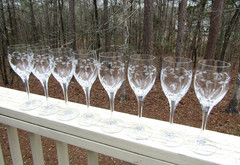 ( 8 ) Mikasa Crystal Floral / Frosted Leaves ZEPHYR / WATER / WINE Glasses / 9″