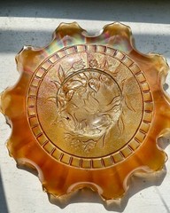 2 Pretty Orange Iridescent Marigold Windflower 8 3/4″ Ruffled Edges Carnival