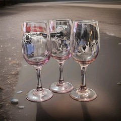 Arcoroc Rosaline Pink Swirl Oversized 7.25″ Wine Goblets France Set 9 Rare 1980