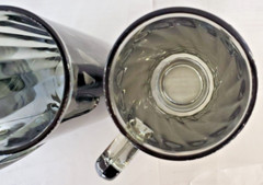 4 MCM Libbey Optic Swirl Smoke Glass Glasses Water Tea Beer Mugs With Handles.